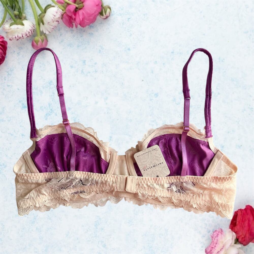 Free People bra underwear lingerie floral lace satin intimates top bralette - Picture 4 of 4